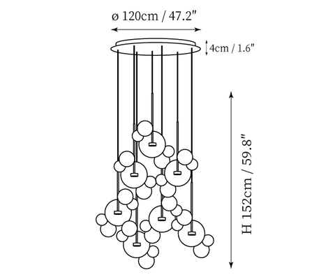 مصباح Murlamp Bubble المعلق — رسومات الأبعاد 8