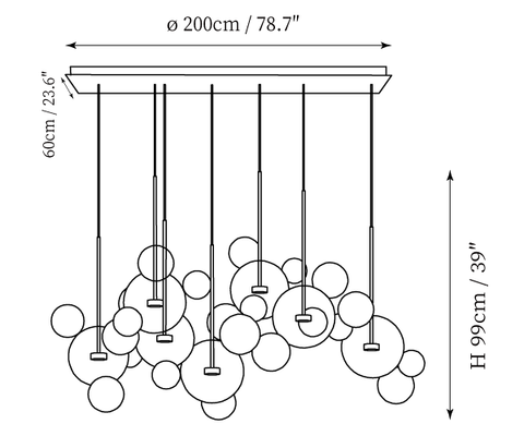 مصباح Murlamp Bubble المعلق — رسومات الأبعاد 9