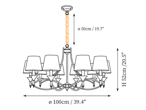 Candelabro Myrna Plissado — Desenhos técnicos 3
