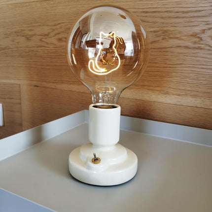 Nordic Style Cat Ceramic Table Lamp Built-in Battery