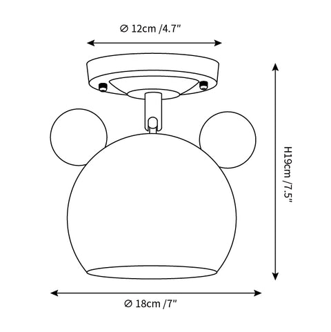 Nordic Macaron Iron Ceiling Lamp — Dimension drawings 1