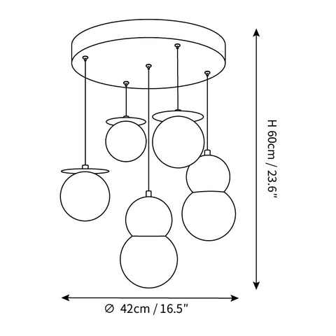 Lámpara Colgante Macaron Nórdica Magic Bean — Planos de dimensiones 3