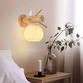 Nordic Solid Wood Bird Wall Lamp