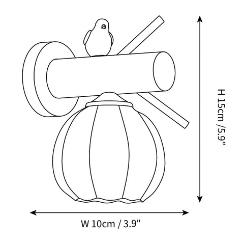 Nordic Solid Wood Bird Wall Lamp — Dimension drawings 1