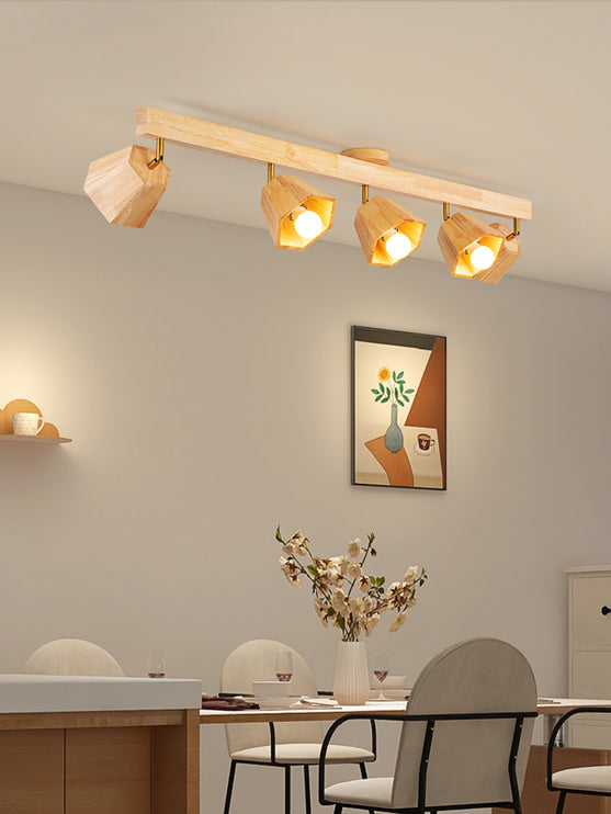 Nordic Solid Wood Strip Ceiling Lamp