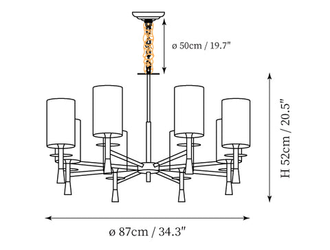 Oakden Chandelier — Dimension drawings 1