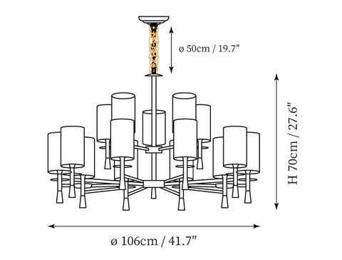 Oakden Chandelier — Dimension drawings 2
