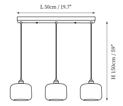 L 19.7″ x H 59″ / L 50cm x H 150cm