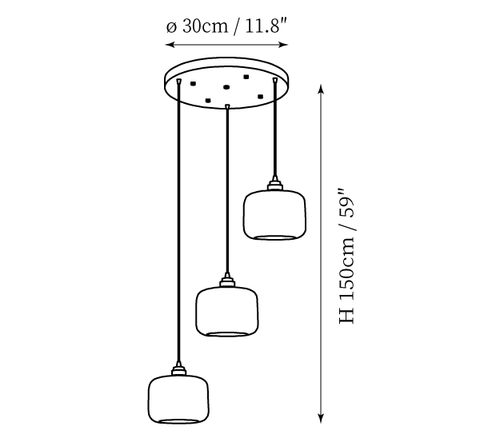 ∅ 11.8″ x H 59″ / Dia 30cm x H 150cm