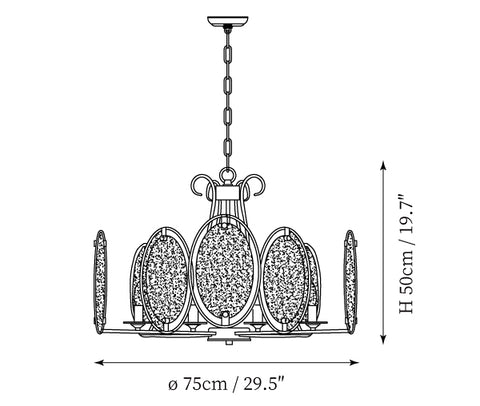 Lámpara de araña Retro Ombelle — Planos de dimensiones 1