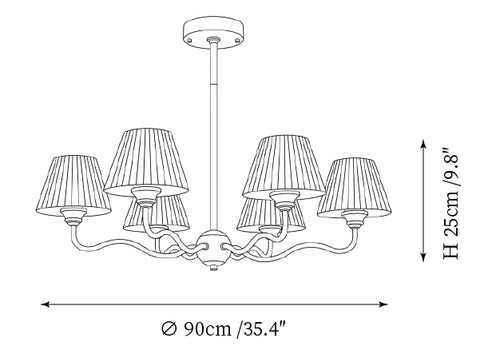 6 luces: Dia 90cm x H 25cm