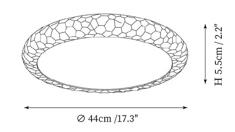 Modello A: ∅ 17,3″ x H 2,2"