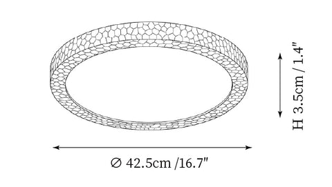 Modello B: ∅ 16,7″ x H 1,4"