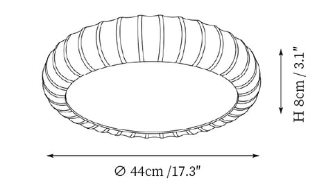 Modello C: ∅ 17,3″ x H 3,1"