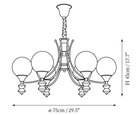 Orillia Kroonluchter — Dimensioentekeningen 2