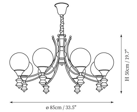 Orillia Kroonluchter — Dimensioentekeningen 3