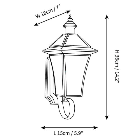 L 5,9″ x L 7″ x H 14,2″ / L 15cm x L 18cm x H 36cm