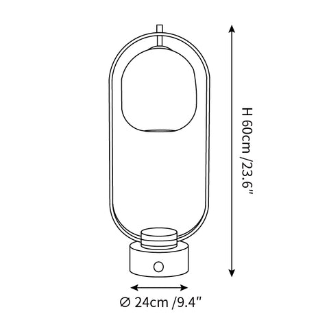 Oval Ring Iron Table Lamp — Dimension drawings 1