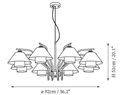 Lámpara de Araña Oxford Doble — Planos de dimensiones 2