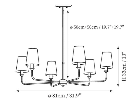 Lampadario Pallas — Disegni dimensionali 1