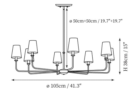 Lampadario Pallas — Disegni dimensionali 2