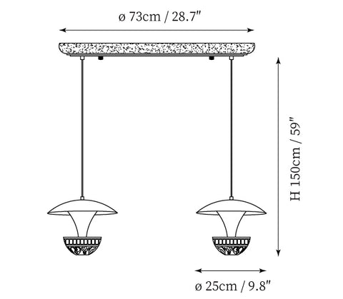 Parachute Pendant Light — Dimension drawings 1