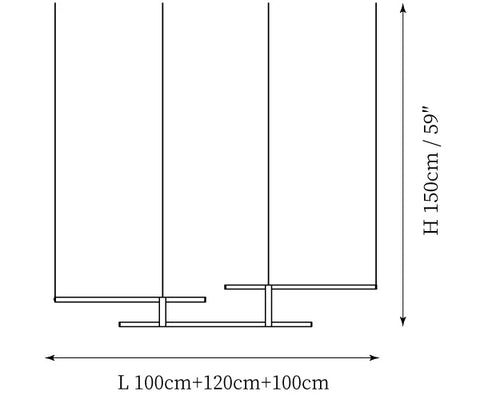 Model A: L 39.4″+47.2″+39.4″