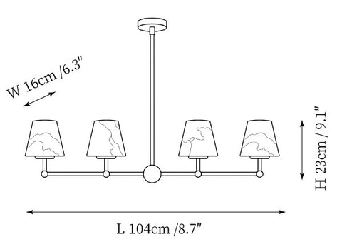 Pellucia Alabaster Chandelier — Dimension drawings 1