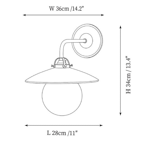 Applique murale Wood Arm Globe — Plans de dimensions 1