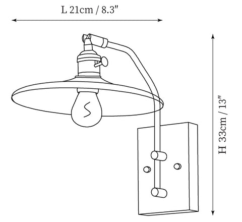 Peti Vintage Wandlamp — Dimensioentekeningen 1