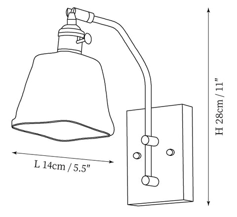 Peti Vintage Wandlamp — Dimensioentekeningen 2