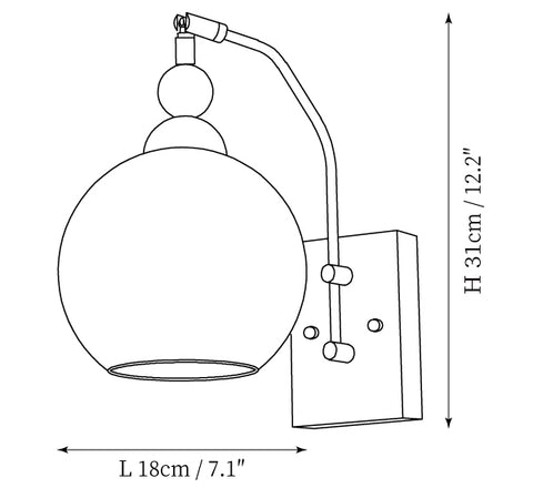 Peti Vintage Wandlamp — Dimensioentekeningen 3