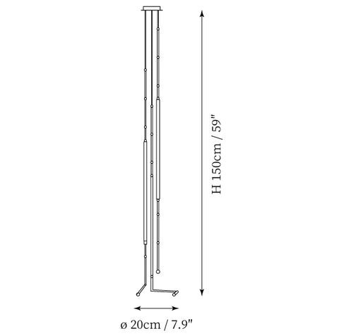 Model A: ∅ 7.9″ x H 59″