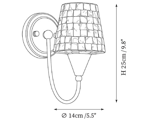 Model A:  ∅ 5.5″ x H 9.8″