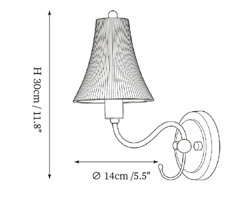 1-Light: Dia 14cm x H 30cm