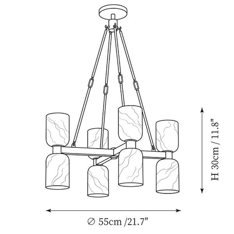 Lámpara colgante Plinthina de alabastro — Planos de dimensiones 1