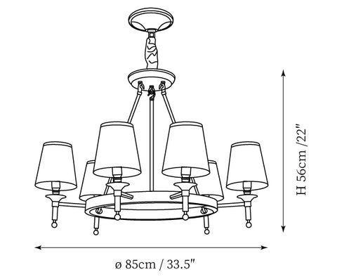 6Heads: ∅ 33.5″ x H 22″ / Dia 85cm x H 56cm