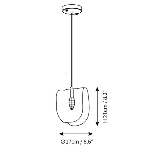 Postmoderne glazen hanglamp — Dimensioentekeningen 1