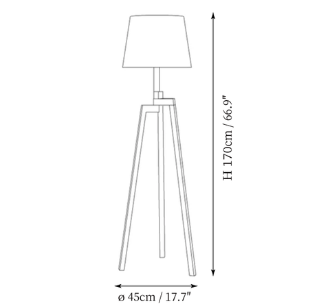 Puccio Tripod Floor Lamp — Dimension drawings 1