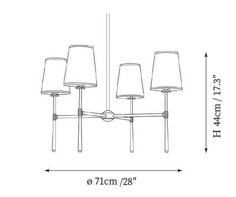 4 luci: Dia 71cm x H 44cm