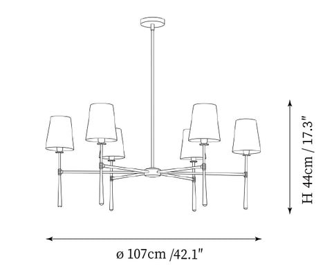 6 luci: Dia 107cm x H 44cm