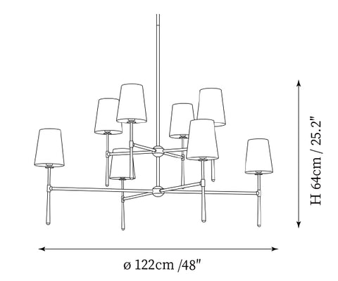 4+4 luci: Dia 122cm x H 64cm