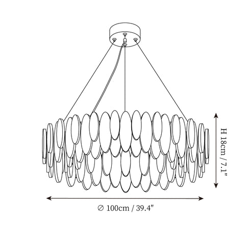 Raindrop Crystal Kroonluchter — Dimensioentekeningen 1
