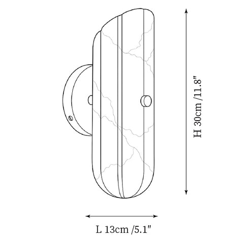 Aplique de pared Ranier de alabastro — Planos de dimensiones 1