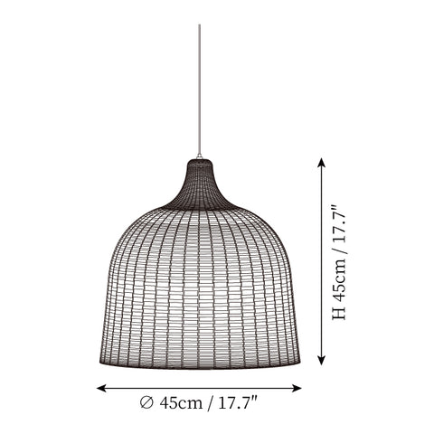 Luminária Pendente em Rattan — Desenhos técnicos 1