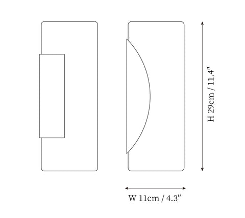 Rectangular Acrylic Wall Sconce — Dimension drawings 1