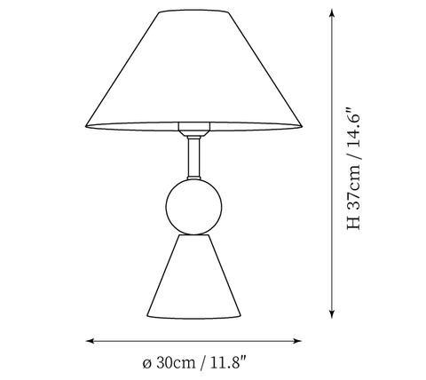 Model B: ∅ 11.8″ x H 14.6″ / Dia 30cm x H 37cm
