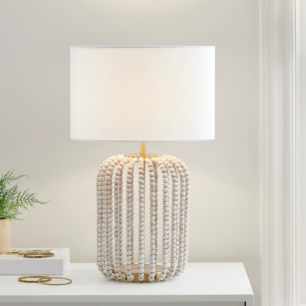 Remy Wood Bead Table Lamp – detail 2