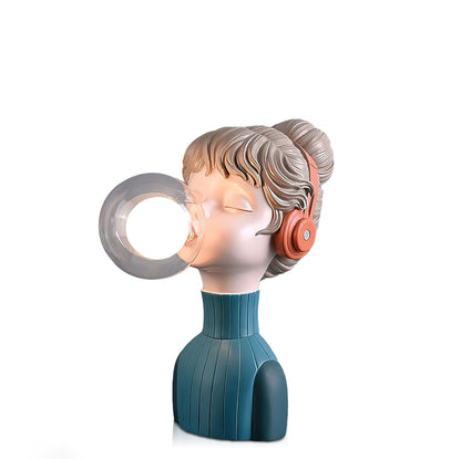 Resin Series-Headphone Girl Desk Lamp