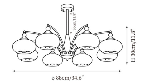 8 Teste: ∅34.6″ x H 11.8″ / Dia 88cm x H 30cm